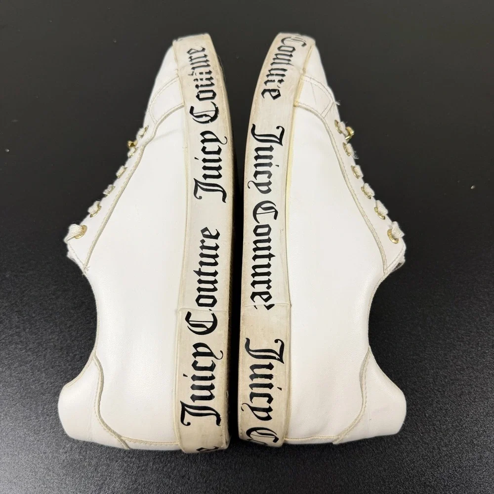 Juicy Couture JC-Chatter Shoes Womens 8M White Low Top Lace-Up Athletic Sneakers